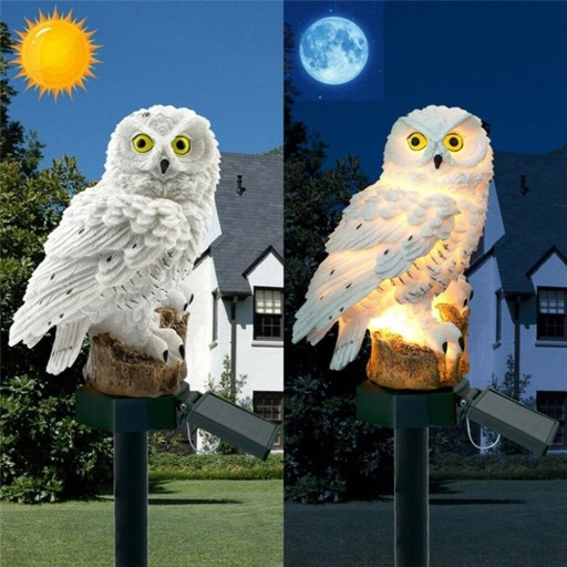 ZÁHRADNÁ SOLÁRNA LAMPA SOVA, VODEODOLNÁ, VEĽKÁ LED