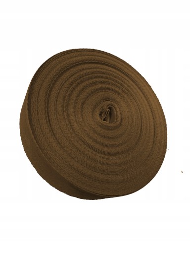 BAVLNENÁ PÁSKA HERRINGBONE 10mm HNEDÁ 1m