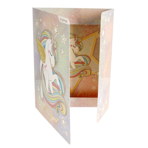 Školské leporelo A4 s gumičkou pre deti PAPIEROVÉ skladačky UNICORN STARPAK