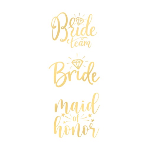 Tetovanie na slepačí párty Bride to Be gold Washable Bride's Team