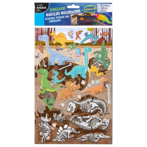 OPÄTOVNE POUŽITEĽNÉ NÁLEPKY DINOSAURS PRE DETI