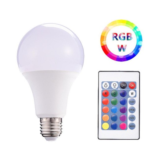 LED žiarovka E27 10W CCD RGBW STUDENÁ DISCO + DIAĽK