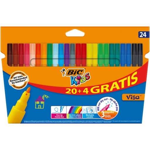 UMÝVAJÚCE ŠKOLSKÉ VÝLETY BIC KIDS ZNAČOVAČE VÍZA 24 FARIEB