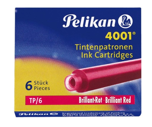 UNIVERZÁLNE KRÁTKE NÁBOJE PELIKAN 4001 ČERVENÁ TP/6 301192 - 6 ks