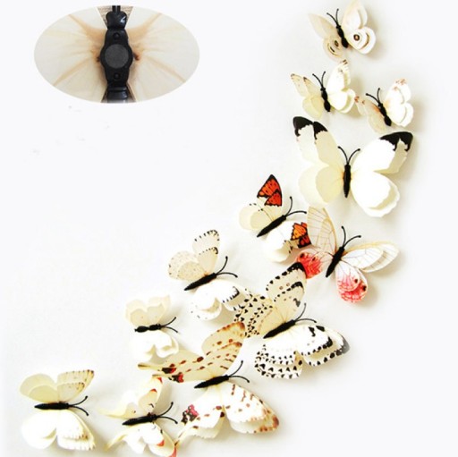 3D samolepky motýľa Double White Ecru Magnet Wedding