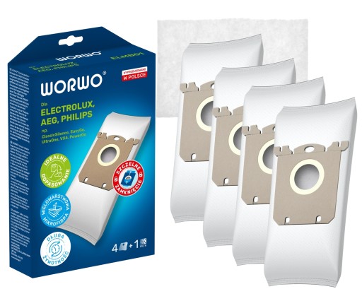 Syntetické vrecká Worwo S-Bag ELMB01K, 4 kusy, do vysávača Electrolux