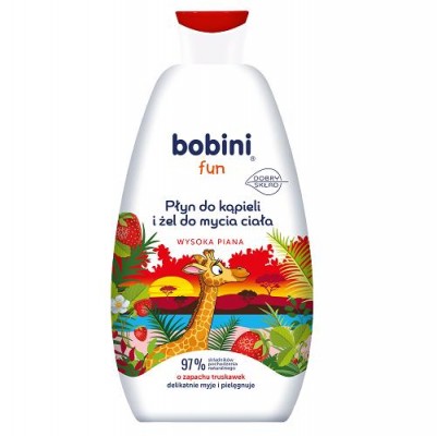 Global Bobini Fun Bath tekutý a telový gél na umývanie 500 ml Jahoda