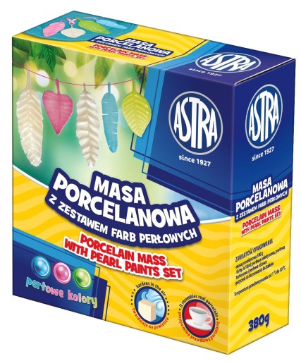 PORCELÁNOVÁ HMOTA 380G + 3 ASTRA PERLOVÉ FARBY