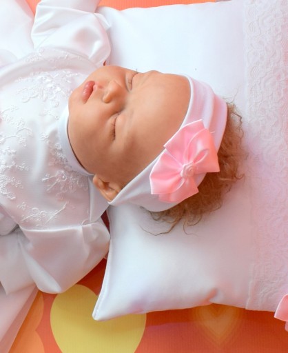 BIELA bavlnená čelenka pre krstnú princeznú
