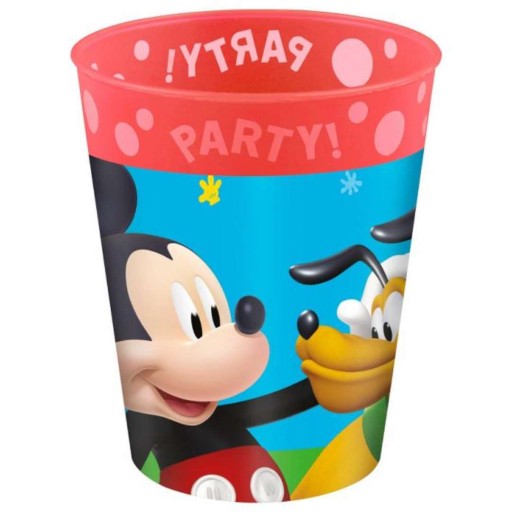 Opätovne použiteľný ČERVENÝ hrnček Mouse Mickey Pluto DISNEY JUNIOR Miki plastový