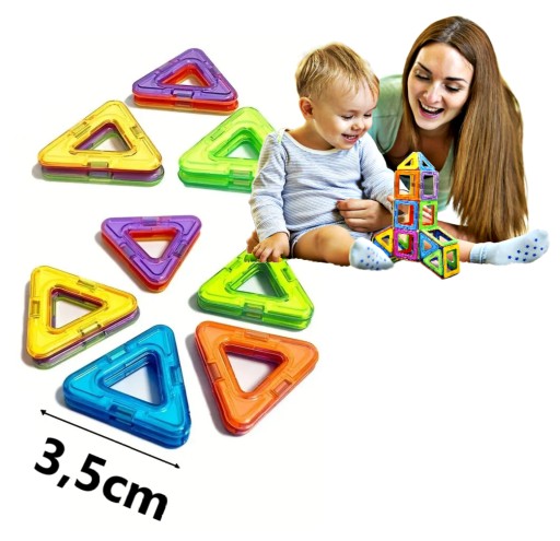 1ks TROJUHOLNÍK 3,5 cm Stavebné vzdelávacie magnetické bloky