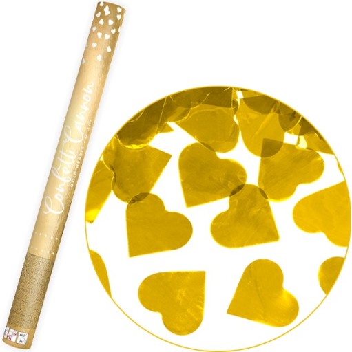 GOLDEN HEARTS KONFETTIOVÁ STRIEĽKA NA SVADOBNÝ VALENTÍN 60 CM