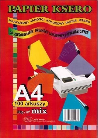 A4 farebný kopírovací papier, fluo, 100 listov, 5 farieb.