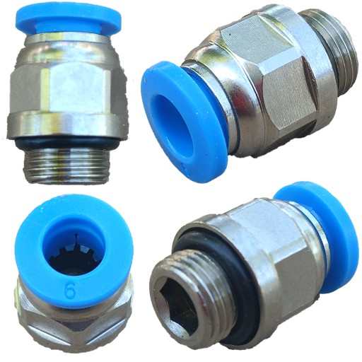 Priamy zásuvný pneumatický konektor fi 6mm závit 1/8
