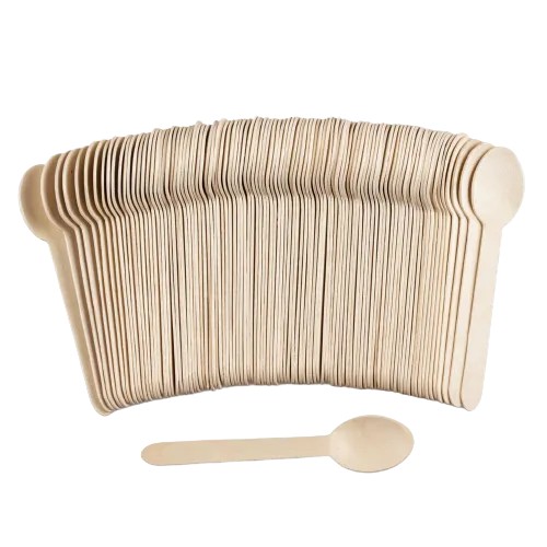 Drevené lyžice, príbory na jedno použitie, 100 kusov, sada, ECO, biologicky odbúrateľné, 17 cm