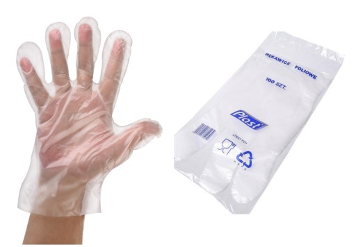 HDPE fóliové rukavice 100 ks r.S