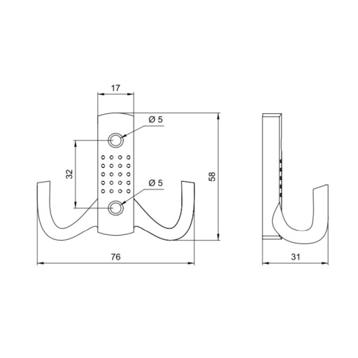 AMIX W002 nábytkový vešiak, stredný SATIN