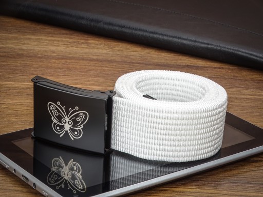 Krátky dámsky tkaný opasok WHITE Gracio BUTTERFLY