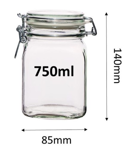 SKLENENÁ NÁDOBKA 750ML S SVORKOU NA SPRACOVANIE MED NA KORENIE 0,75L S KLOPOM
