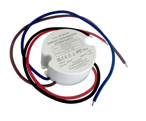 LED zdroj pre 60mm box na LED pás 1,25A 15W 12V IP67 50x50x22mm