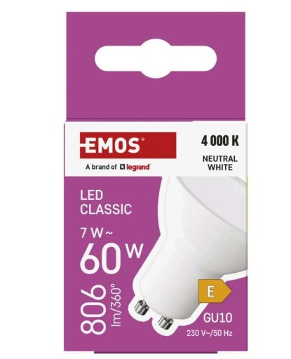 EMOS ZQ8E43 LED ŽIAROVKA CLS MR16 7W (60W) 806 lm GU10 4000K