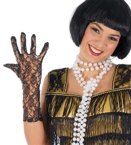 Čierne čipkované rukavice 36 cm plesový karneval