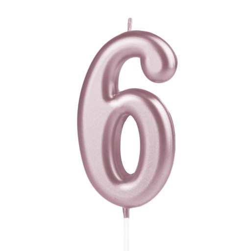 Tortová sviečka číslo 6 Six Six Rose Gold Pink