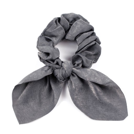 SCRUNCHIE gumička do vlasov, sivá mašľa, mašľa