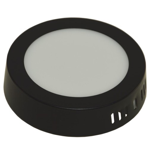 LED panelové svietidlo, prisadené stropné svietidlo, 6W, okrúhle, čierne