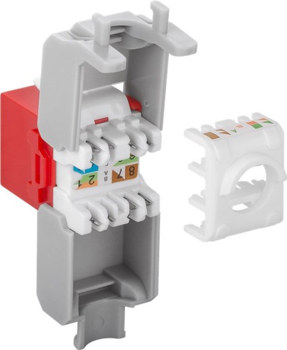 Keystone CAT6A RJ45 zásuvka, UTP, červená