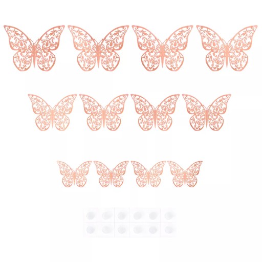 Ozdobné čipkované motýle rose gold rosegold 12 ks