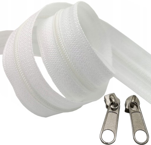 Páska na zips BIELA špirála #5 zips 10m+20 zips