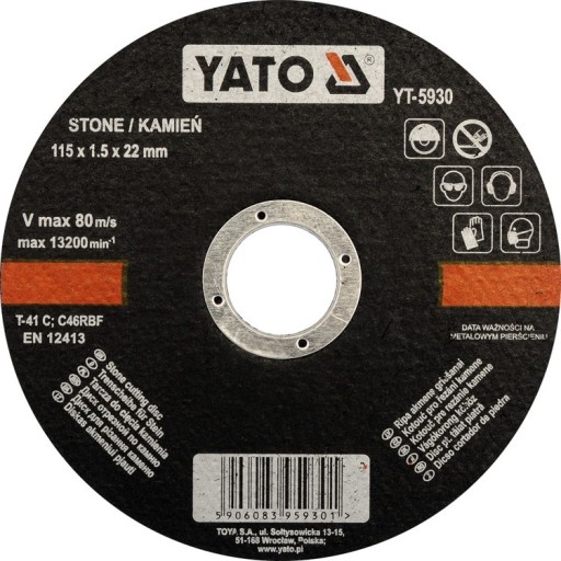 Kotúč na rezanie kameňa 115x1,5x22 mm YT-5930 YATO