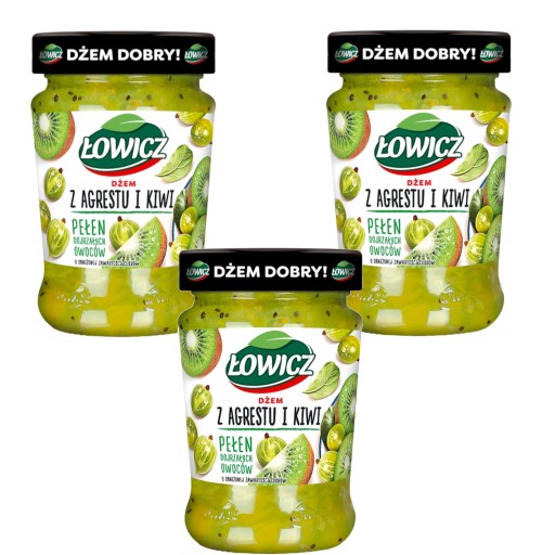 Egreš Kiwi Łowicz ovocný džem s nízkym obsahom cukru menej cukru 3x 280g