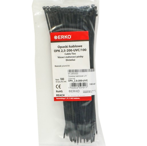 100x čierny sťahovací pásik OPK UV 200-2,5 ERKO