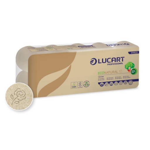 Lucart EcoNatural 10 - Toaletný papier, 2W, Fiberpack celulóza - 10 kotúčov