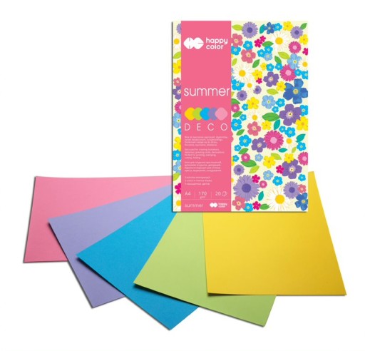 DECO SUMMER blok A4 20k 5 farieb HAPPY COLOR