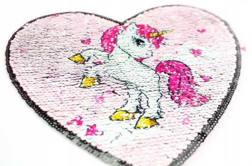 Nášivka HEART Pony Unicorn Flitr, obojstranná