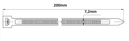 Opakovane použiteľné čierne náramky 7,2 x 200 / 100 s