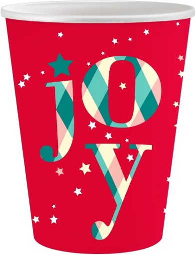 Joy červené papierové poháre na teplé a studené nápoje 250 ml 6 ks.