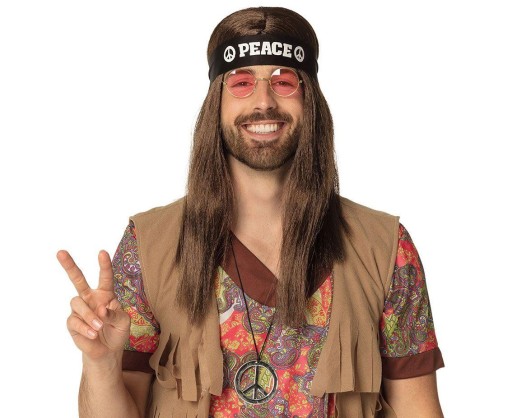 Hippie súprava vlasový náhrdelník s okuliarmi Pacific Party Retro