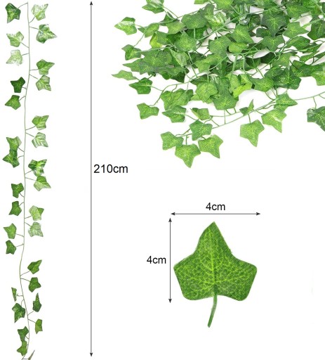 UMELÝ Brečtan x 6 KS na stenu balkónová girlanda umelé listy 12 M