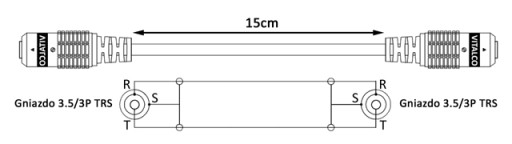 JACK konektor 3,5 mm 3P TRS stereo zásuvka-zásuvka 0,15 m HQ VITALCO