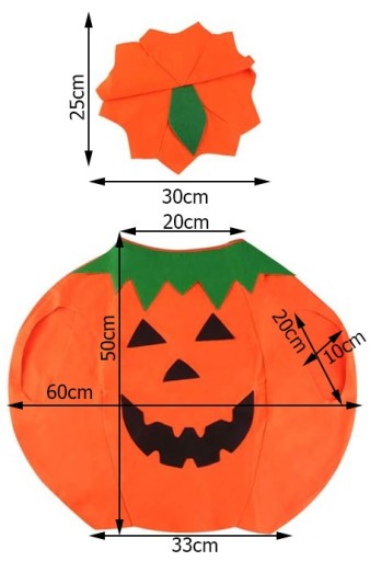Kostým Halloween tekvica pre deti Veľkosť S Plsť 80-110 cm HAL-039