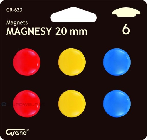 MAGNETY NA GRAND DOSKY 20mm 6 ks. FAREBNÉ K-TOPÁNKY