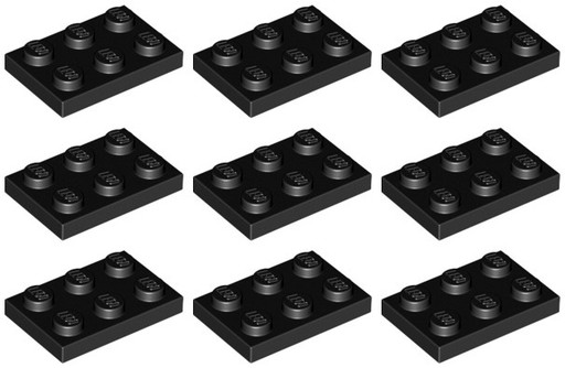 LEGO 3021 TANIER 2x3 čierna NOVINKA == (10g) 9 ks.