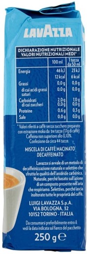 Lavazza DEK bezkofeínová 250g mletá káva