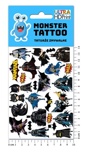 UMÝVAJÚCE DOČASNÉ TETOVANIE PRE DETI DETSKÝ BATMAN ORIGINÁLNE DIZAJNY