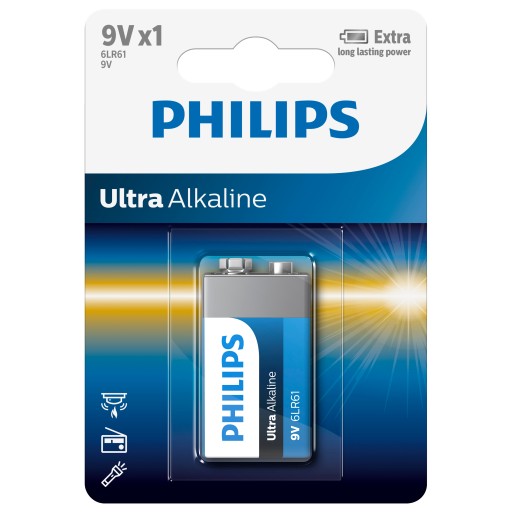 Blister na alkalickú batériu PHILIPS 6LR61 9V ULTRA