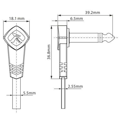 JACK Cable 6.3 PATCH KONEKTOR PRE PLOCHÉ GITAROVÉ EFEKTY ROXTONE 10cm